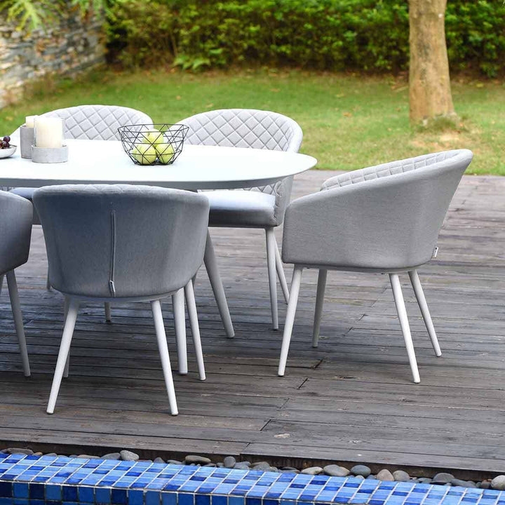 Aruba Pebble Grey & White Furniture 6 Seater Dining Set Furniture 