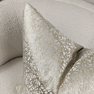 Arya Cream & Gold Geometric Print Cushion Cover - 50x50cm Textiles 