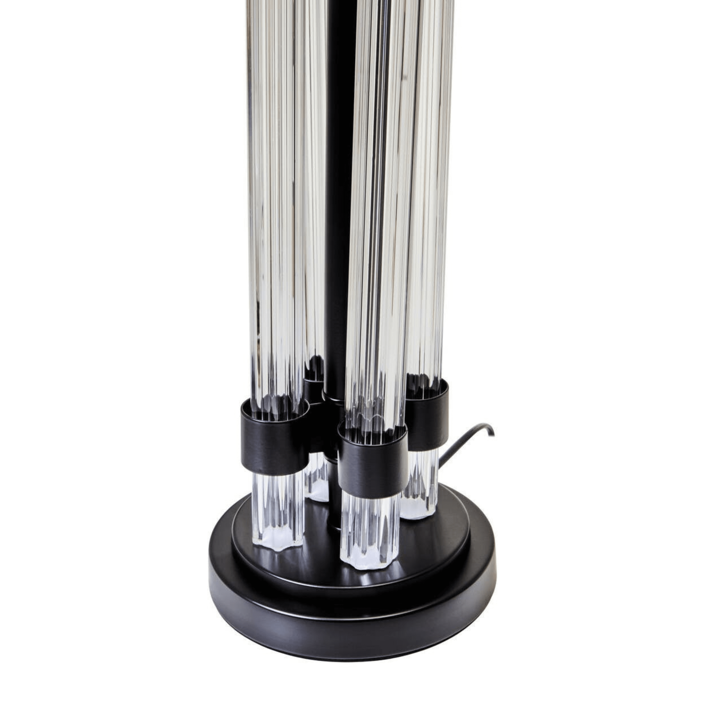 Ashford Black & Glass Table Lamp with Ivory Shade Lighting 