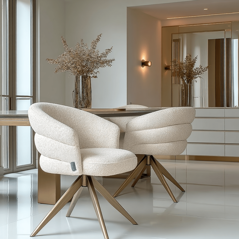 Ashley Vanilla Textured Swivel Dining Chair Furniture 