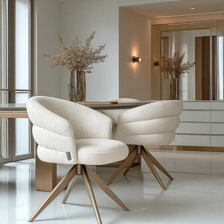 Ashley Vanilla Textured Swivel Dining Chair Furniture 