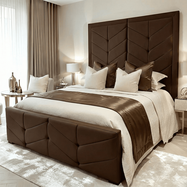 Ashton Chocolate Velvet Premium Chevron Bed 