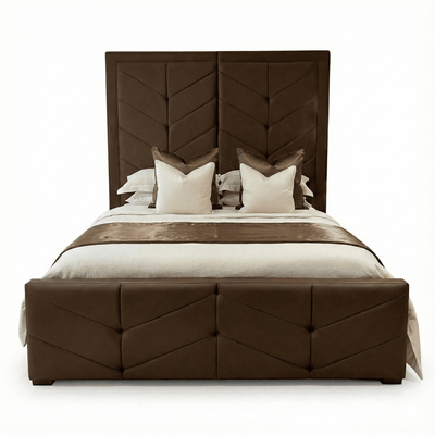 Ashton Chocolate Velvet Premium Chevron Bed 