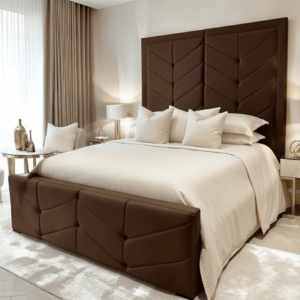 Ashton Chocolate Velvet Premium Chevron Bed 