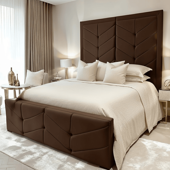 Ashton Chocolate Velvet Premium Chevron Bed 