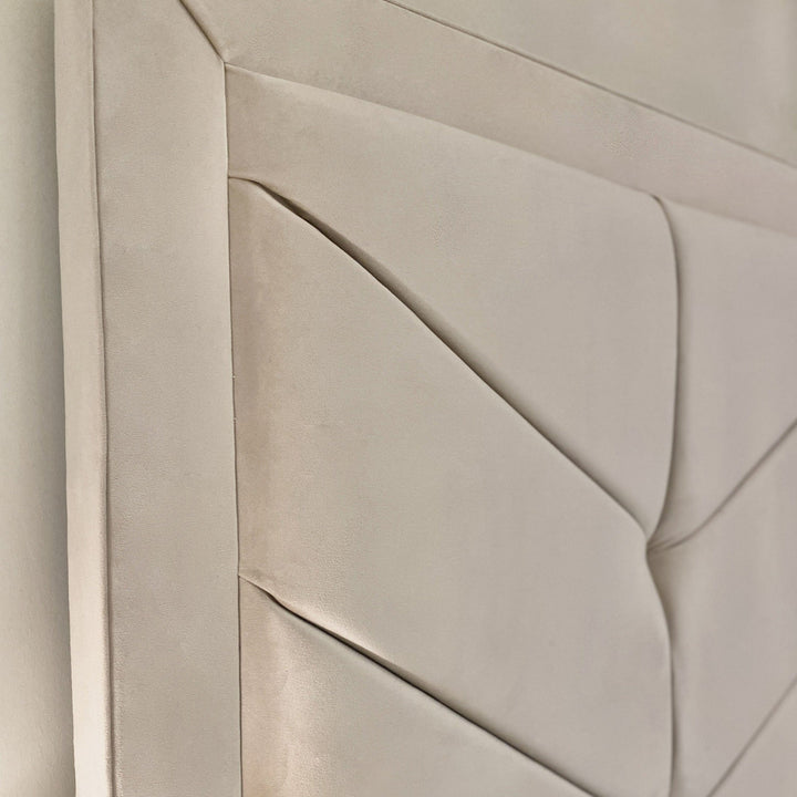 Ashton Vanilla Velvet Premium Chevron Ottoman Storage Bed Beds and Headboards 