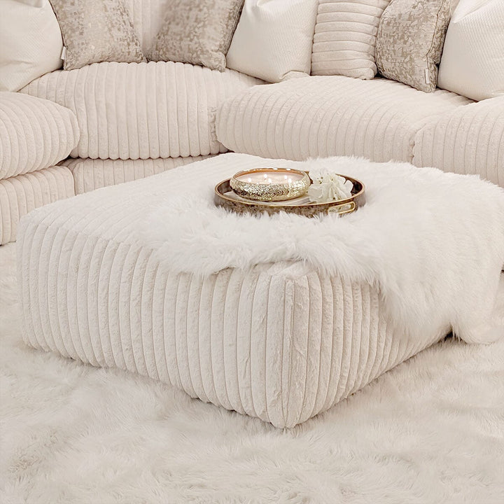 Aspen Cream Faux Fur Chunky Ribbed Cord Sofa Range Sofa 