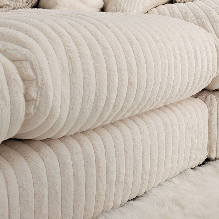 Aspen Cream Faux Fur Chunky Ribbed Cord Sofa Range Sofa 