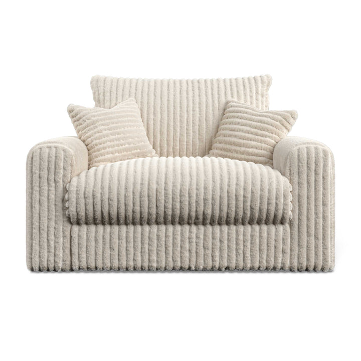 Aspen Cream Faux Fur Chunky Ribbed Love Seat 