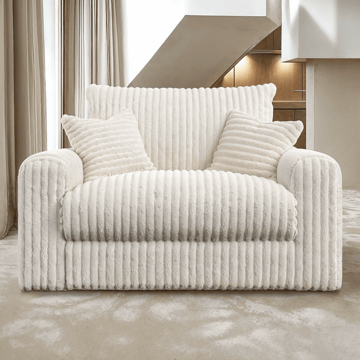 Aspen Cream Faux Fur Chunky Ribbed Love Seat 