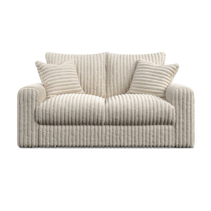 Aspen Cream Faux Fur Chunky Ribbed Medium Sofa 