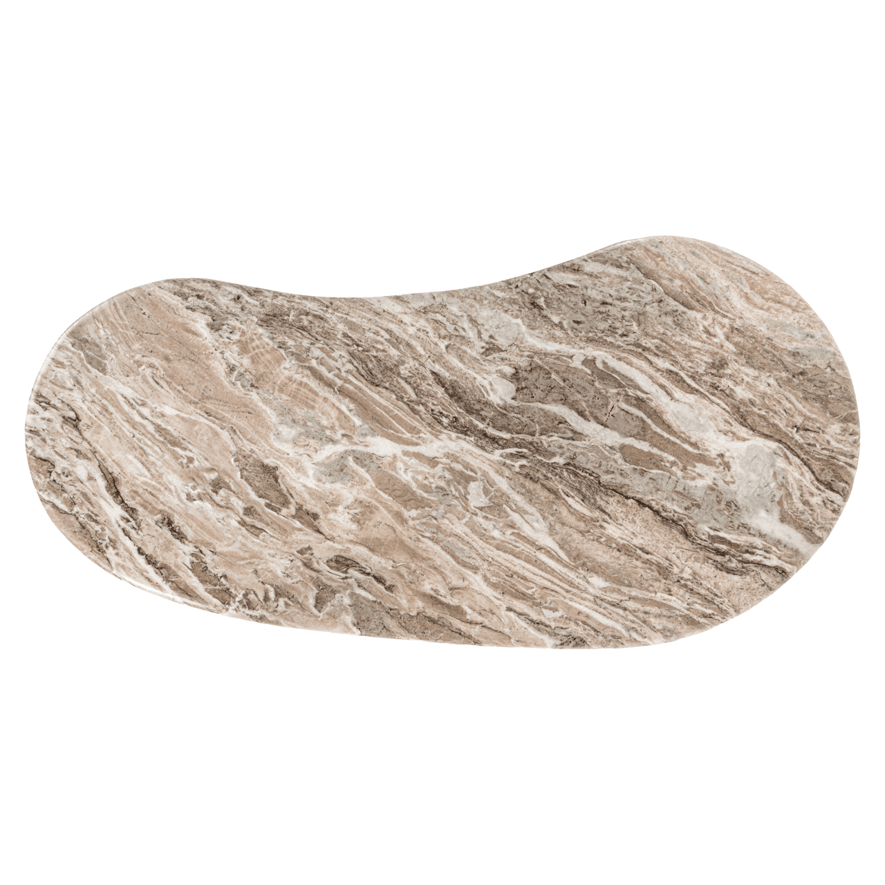 Astalina Brown Ribbed Wooden Pebble Shaped Desk with Marble Top Furniture 