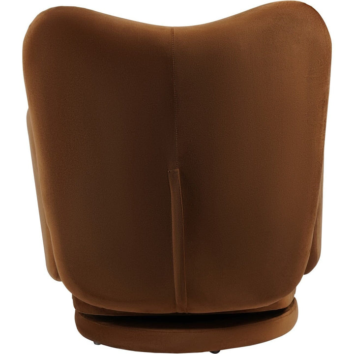 Asteria Auburn Velvet Curved Accent Swivel Chair Furniture 