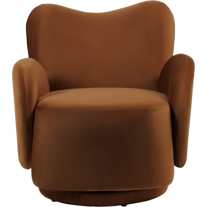 Asteria Auburn Velvet Curved Accent Swivel Chair Furniture 