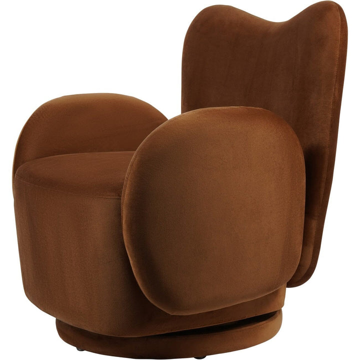 Asteria Auburn Velvet Curved Accent Swivel Chair Furniture 