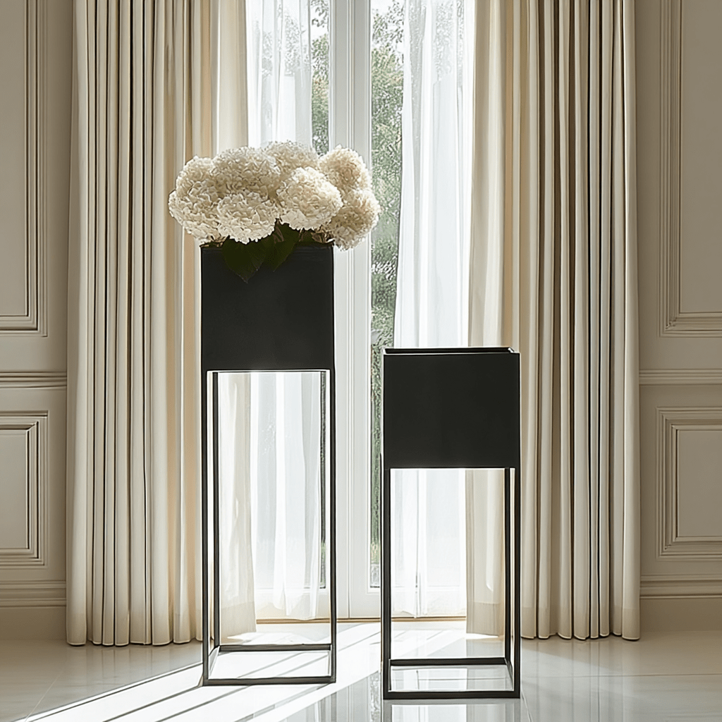 Astrid Graphite Metal Decorative Planters - Set of 2 Accessories 