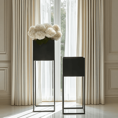 Astrid Graphite Metal Decorative Planters - Set of 2 Accessories 