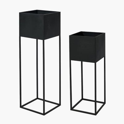 Astrid Graphite Metal Decorative Planters - Set of 2 Accessories 