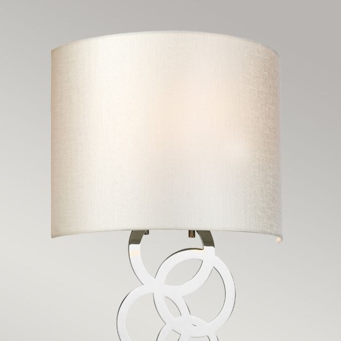 Athens Chrome Ring Detail Wall Light with Faux Silk Shade Lighting 