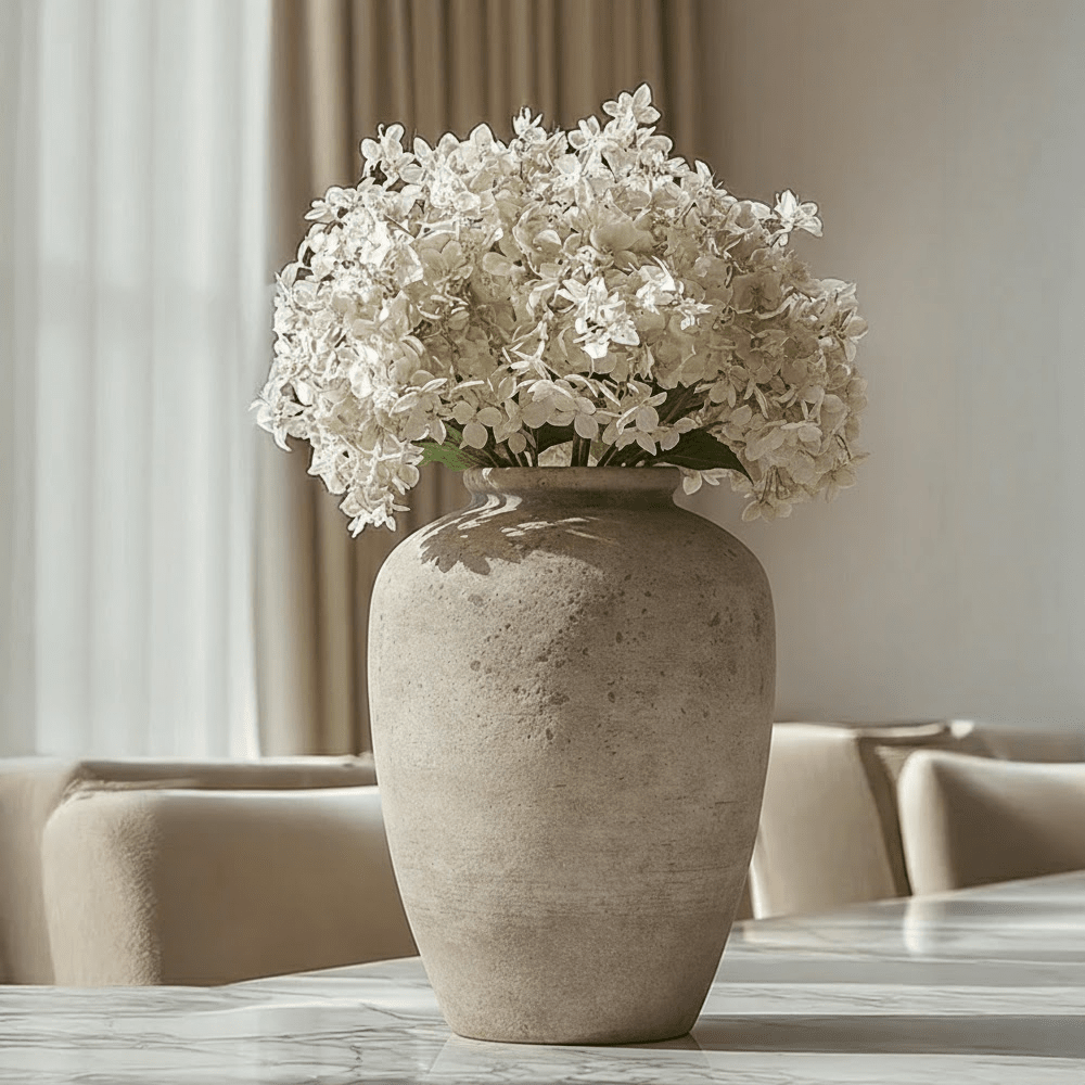 Aubine Large Taupe Distressed Stone Vase Accessories 