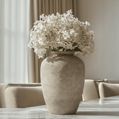 Aubine Large Taupe Distressed Stone Vase Accessories 