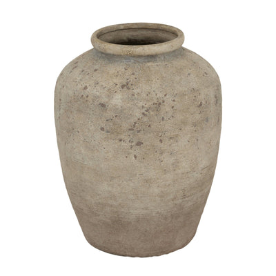 Aubine Large Taupe Distressed Stone Vase Accessories 