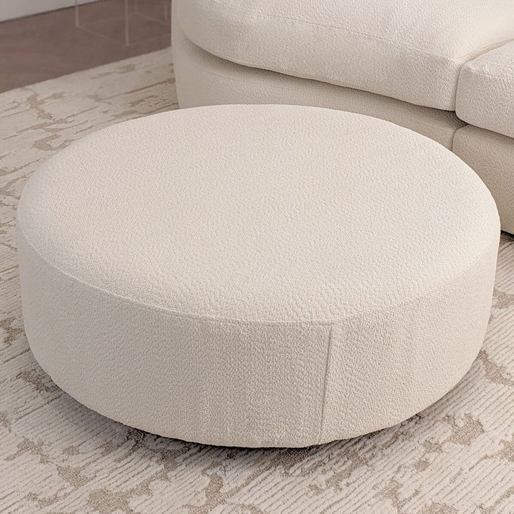 Aurelia Cream Boucle Curved Footstool Sofa 