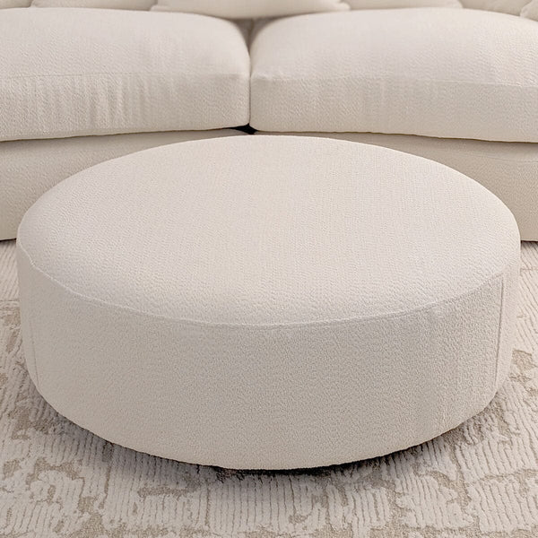 Aurelia Cream Boucle Curved Footstool Sofa 