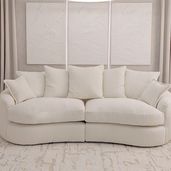 Aurelia Cream Boucle Curved Pillowback 4 Seater Sofa Sofa 