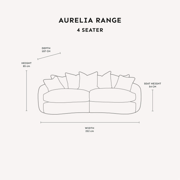 Aurelia Cream Boucle Curved Pillowback 4 Seater Sofa Sofa 