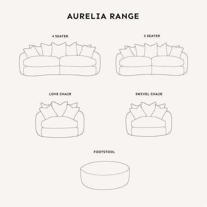 Aurelia Cream Boucle Curved Pillowback 4 Seater Sofa Sofa 