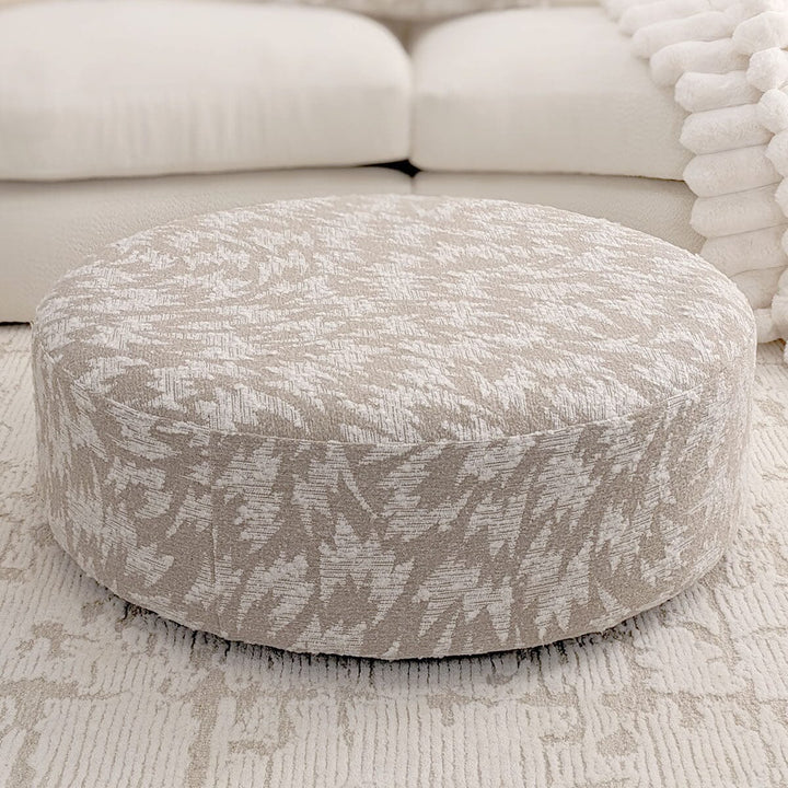 Aurelia Cream Boucle Curved Pillowback 4 Seater Sofa with Patterned Cushions Sofa 