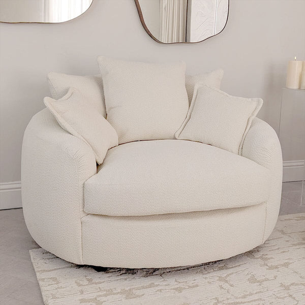 Aurelia Cream Boucle Curved Pillowback Love Seat Sofa 