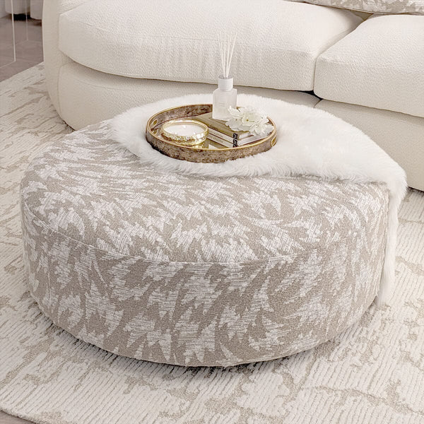 Aurelia Taupe Curved Patterned Footstool Sofa 