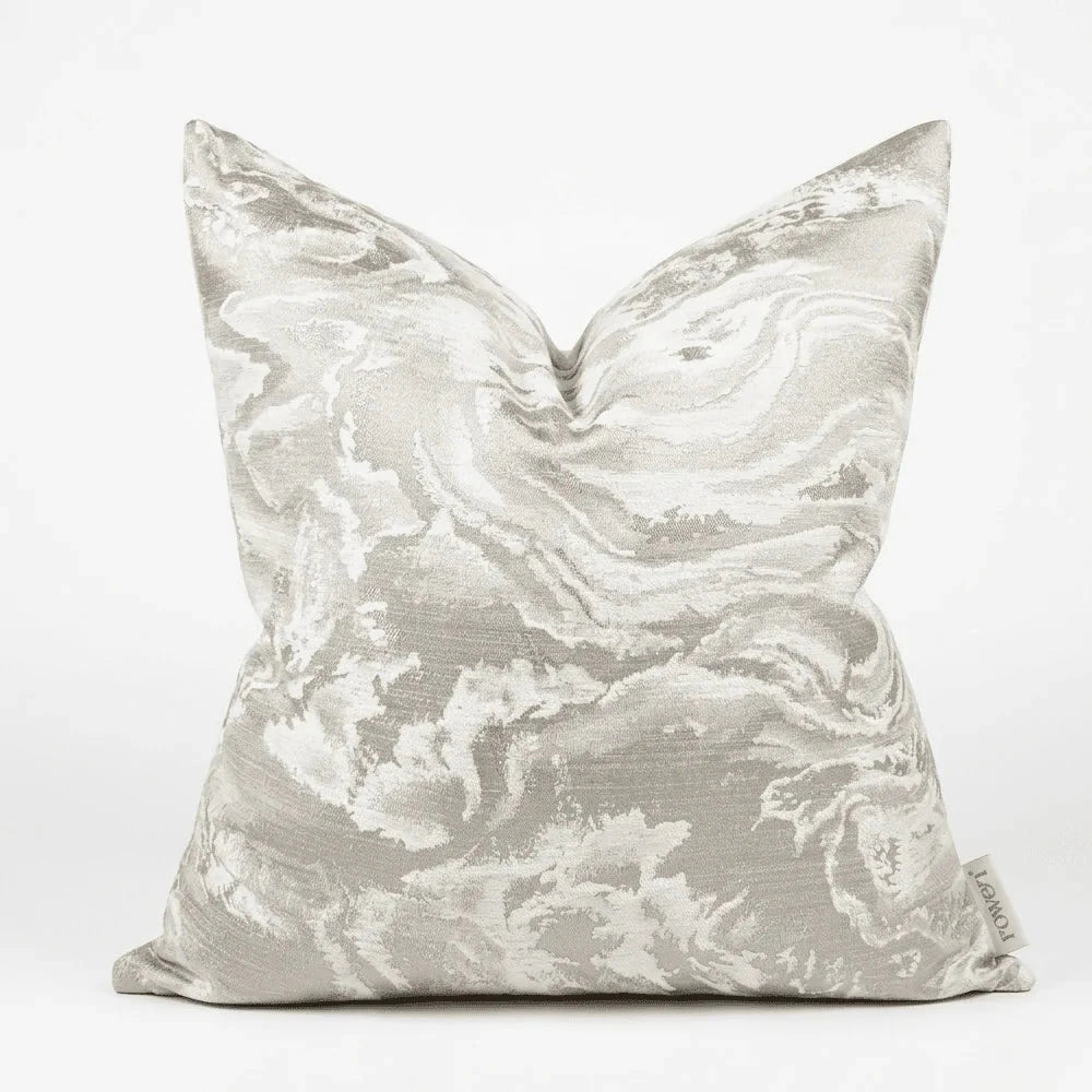 Aurora Cream & Taupe Marble Effect Feather Filled Cushion - 50x50cm Textiles 