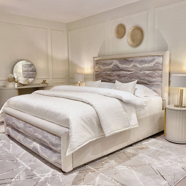 Aurora Premium Neutral Marble Effect Bed - King MTO Beds and Headboards 