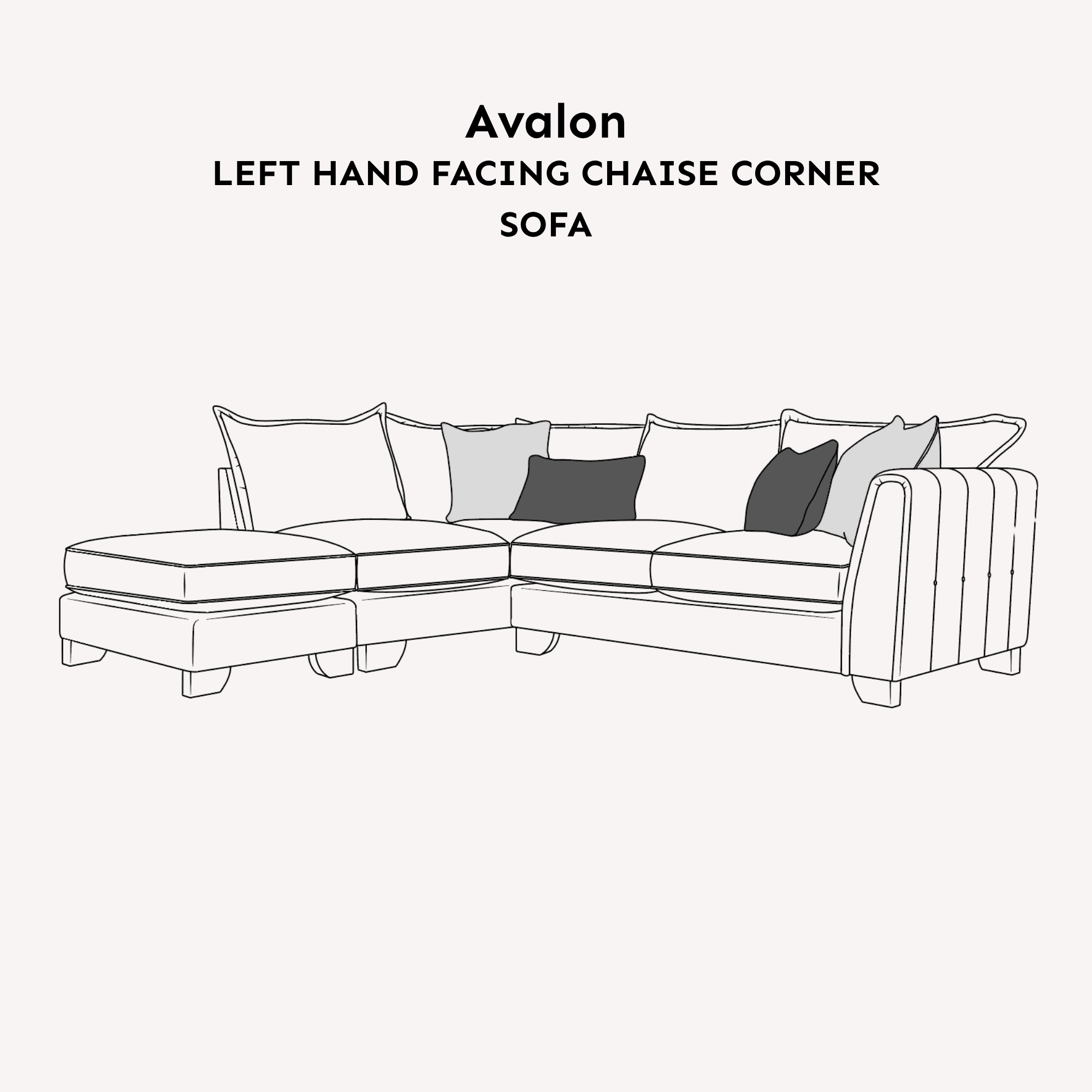Avalon Charcoal Textured Velvet Sofa Range Sofa Left Hand Facing Chaise End 