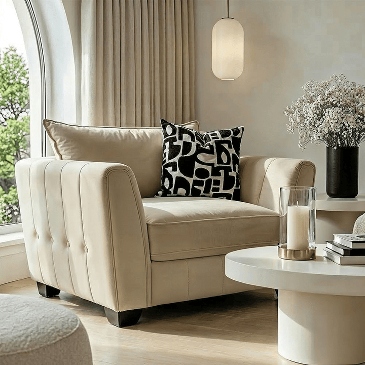 Avalon Neutral Velvet Sofa Range with Monochrome Accents – Rowen Homes