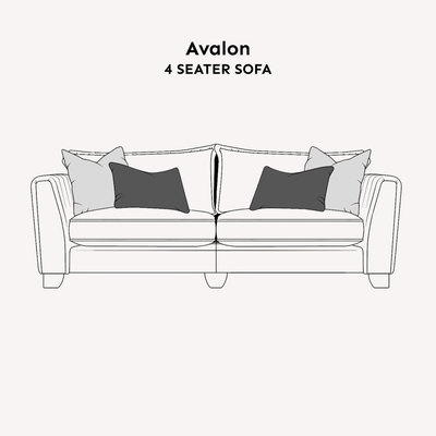 Avalon Neutral Velvet Sofa Range with Monochrome Accents 4 Seater 