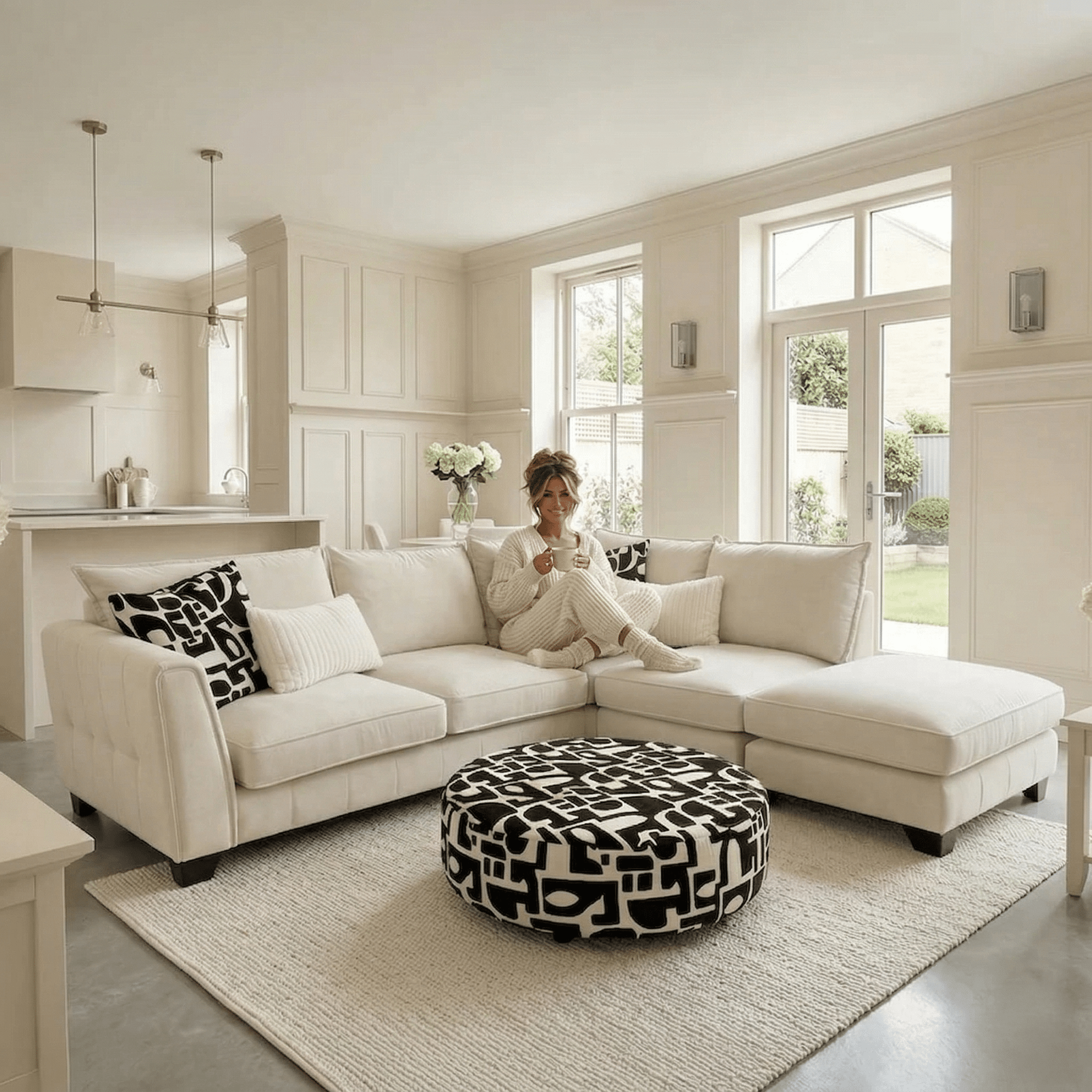 Avalon Neutral Velvet Sofa Range with Monochrome Accents – Rowen Homes