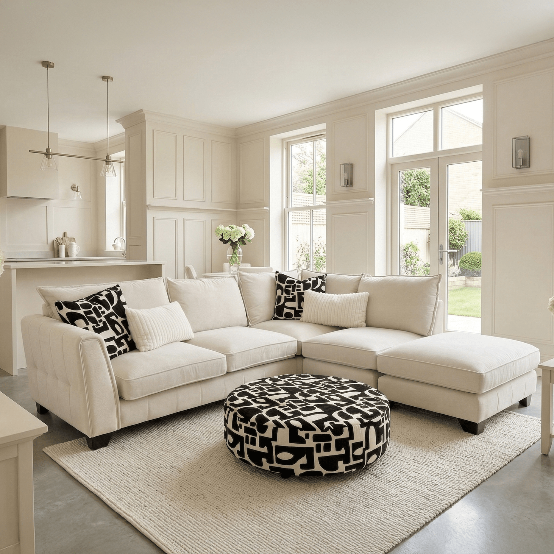 Avalon Neutral Velvet Sofa Range with Monochrome Accents – Rowen Homes
