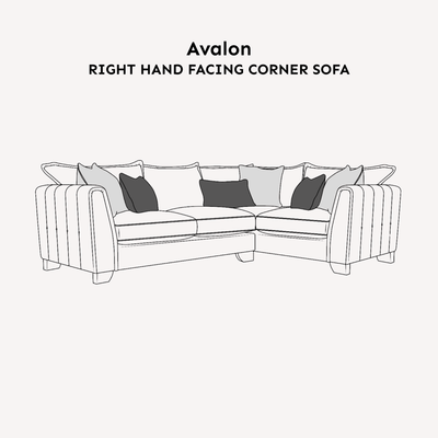 Avalon Neutral Velvet Sofa Range with Monochrome Accents Right Hand Facing Corner 
