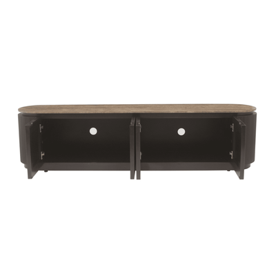 Aya Brown Ribbed Media Unit with Travertine Top Furniture 