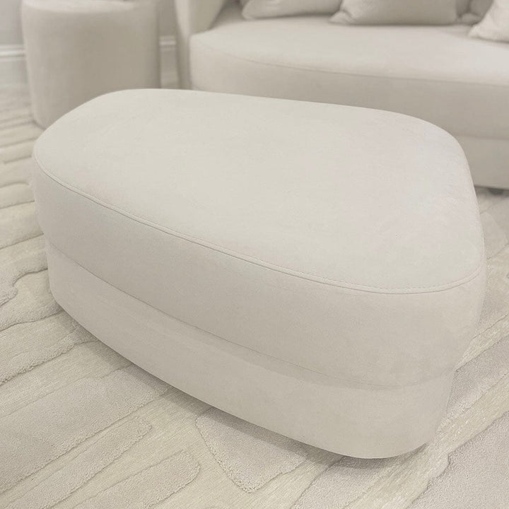 Ayla Cream Velvet Curved Footstool MTO Sofa 