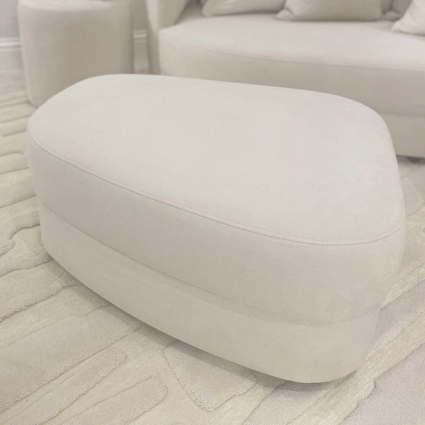 Ayla Cream Velvet Curved Footstool MTO Sofa 