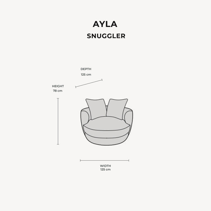 Ayla Cream Velvet Swivel Snuggler MTO Sofa 