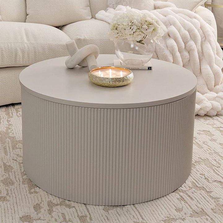 Ayla Round Stone Coffee Table with Storage Furniture 