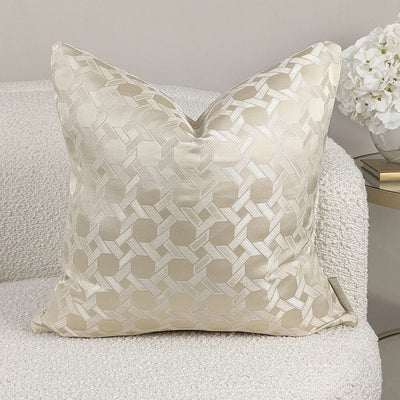 Aylin Gold Geometric Print Feather Filled Cushion - 45x45cm Textiles 