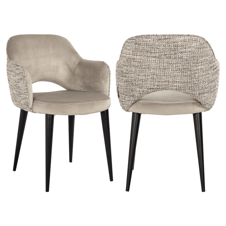 Azura Taupe Velvet & Tweed Dining Chair with Black Legs Furniture 