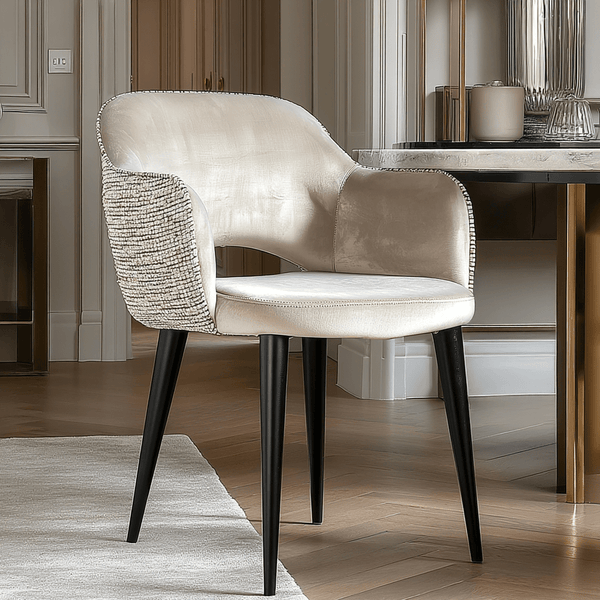 Azura Taupe Velvet & Tweed Dining Chair with Black Legs Furniture 